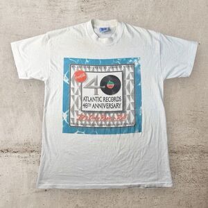 Vintage Coca Cola Atlantic Records Shirt Size Large 40th Anniversary NYC 80s USA
